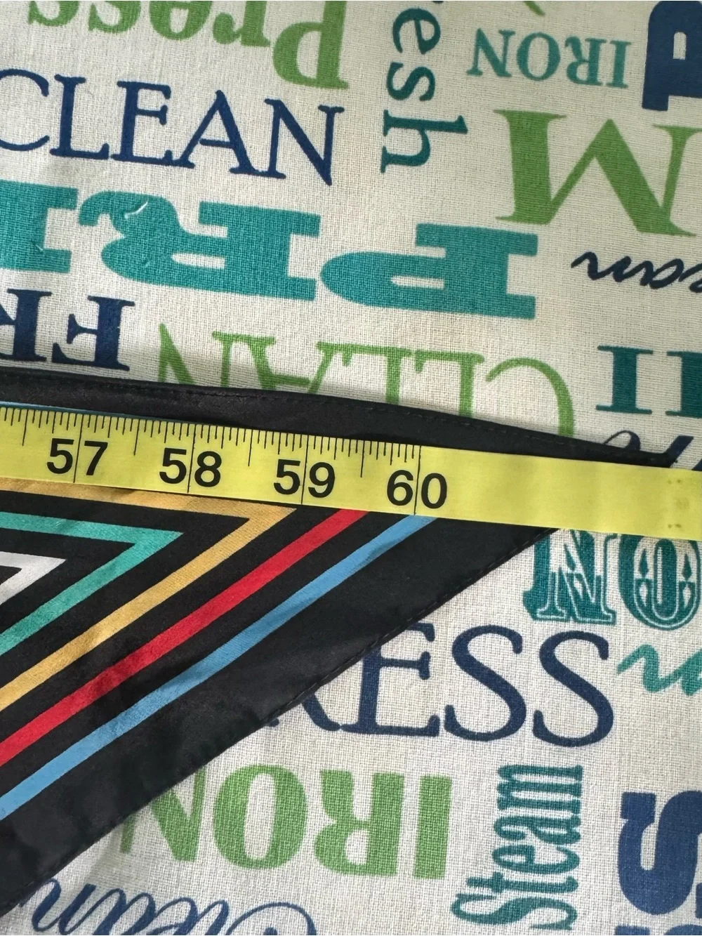 Vintage Vana Black Silk Scarf with Multicolor Stripes